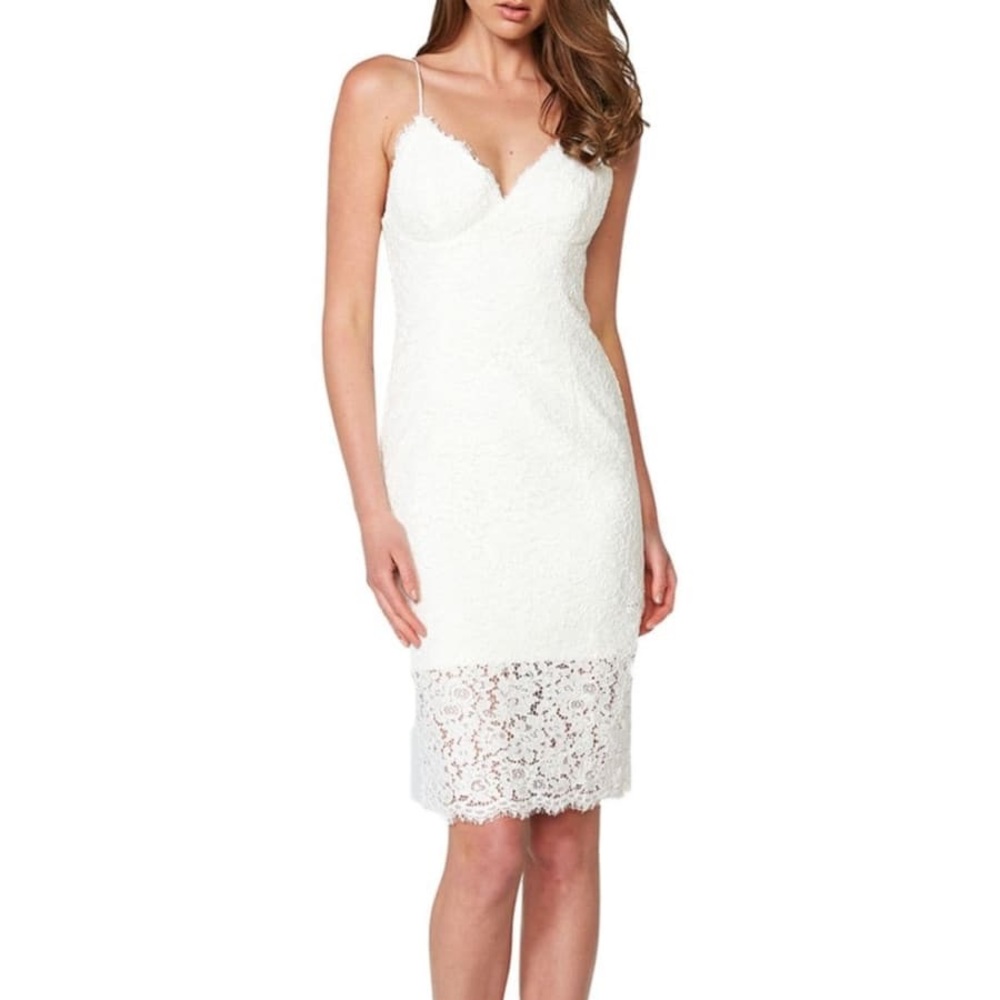 Bardot cocktail dress in white